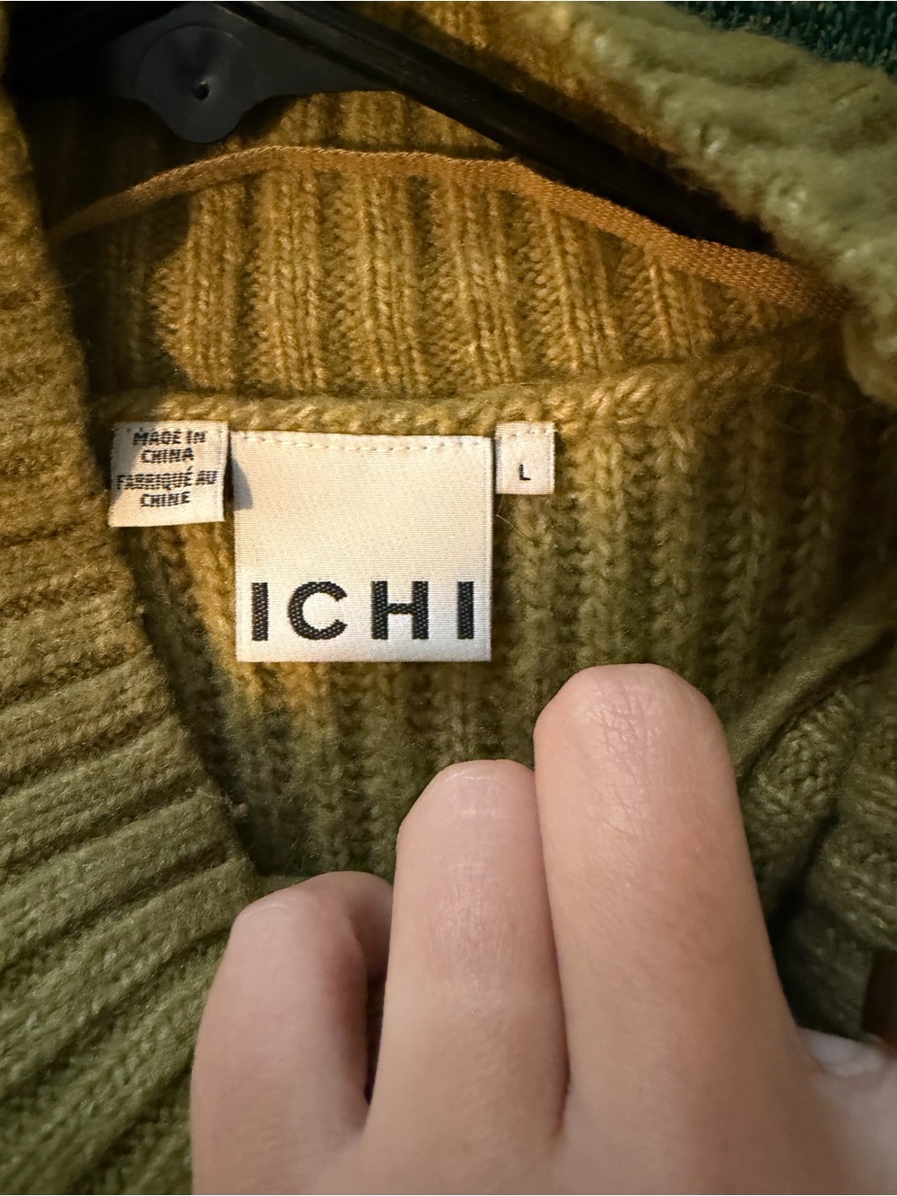 Olive Ribbed Mock Neck Sweater - Picture 2 of 2